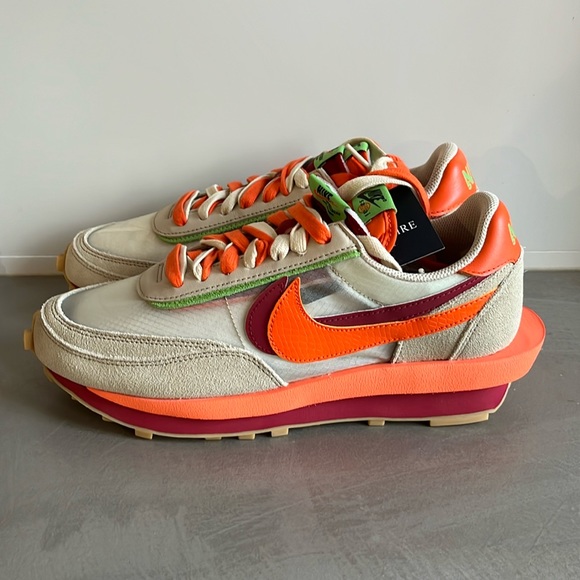 Nike x CLOT x sacai LDWaffle Orange Blaze Sneakers - Picture 2 of 12